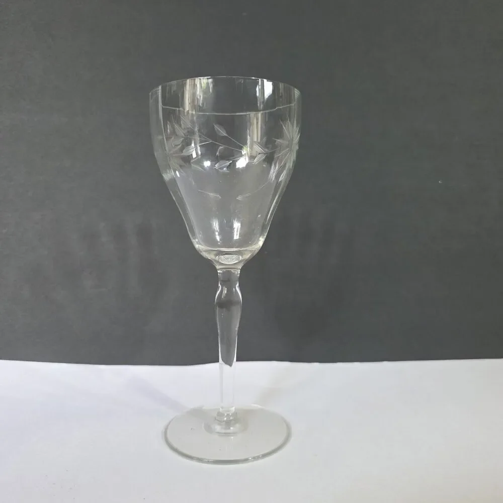 Crystal Etched Water Goblets Set Of 2